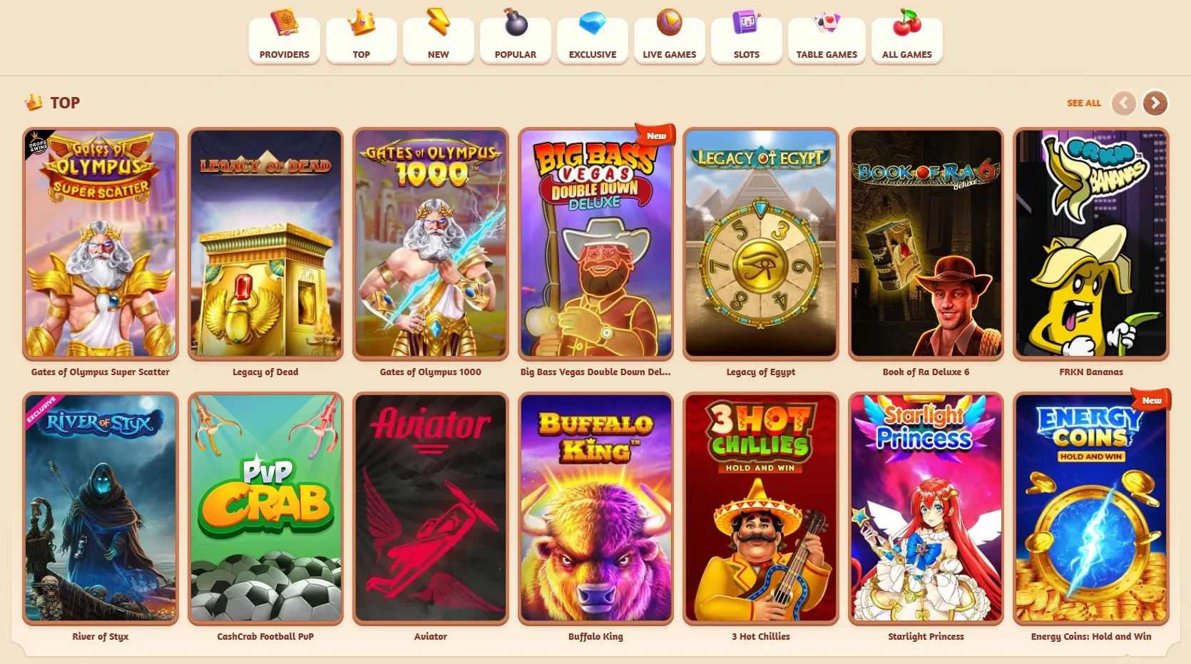 Ποικιλία Παιχνιδιών Καζίνο στο BillyBets